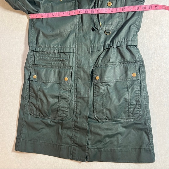 J Crew Downtown Long Utility Waxed Field Jacket w/ Hood in Green Corduroy, Small - Picture 5 of 10